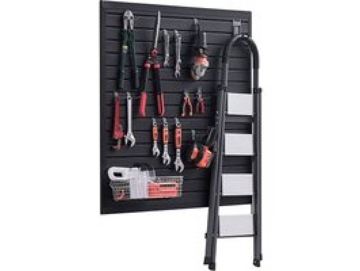 VEVOR Panneau à Lattes Mural Garage, 1230 x 1235 mm, Panneau Rangement Outils en PVC avec Conception Modulaire, Porte-outils Muraux pour Affichage, Organisation, Stockage, Atelier, Artisanal, Noir