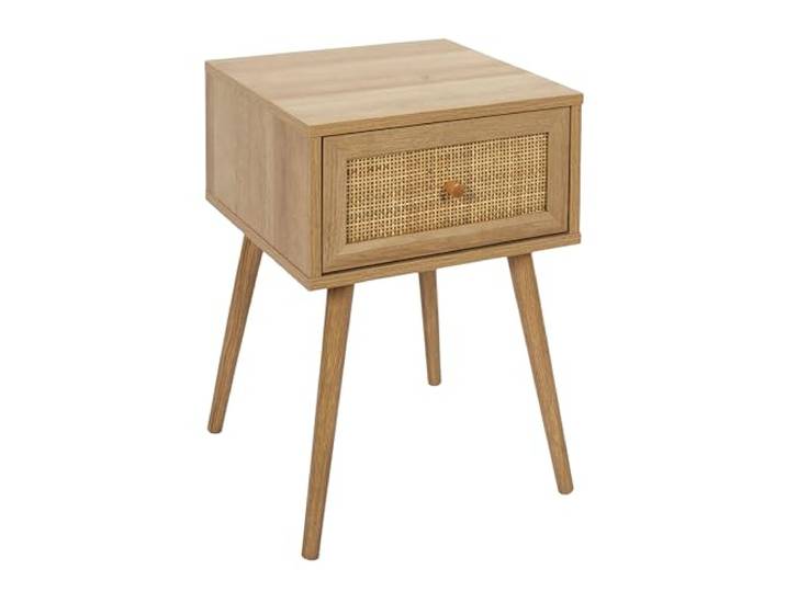 HOME DECO FACTORY Table de Chevet Bali 1 Tiroir Design Tropical Sable Bois\, table de chevet Bali\, 1 tiroir\, design tropical\, chambre\, élégante et pratique\, robuste\, sable