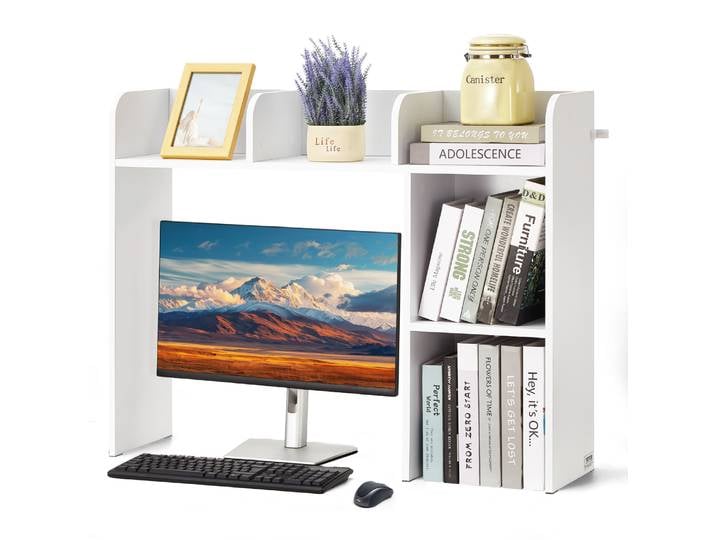 Étagère de bureau SucceBuy à 1/2/3 niveaux, organisateur de rangement de bureau, étagère de présentation en bois pour le bureau, l'école et la maison