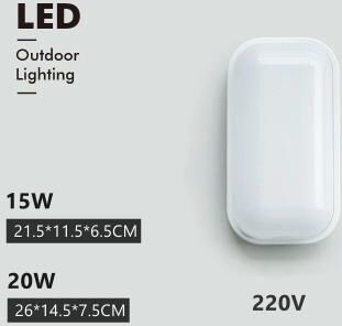 Inspire Curations AquaShield Waterproof LED Wall Lamp 15W 20W Outdoor Surface Mount Light round Rect. 30w Natural Light