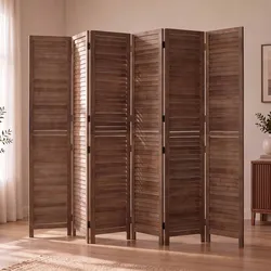 Paravent MCW-C30b, Raumteiler Trennwand Sichtschutz, Vintage Paulownia Holz 180x242cm ~ braun
