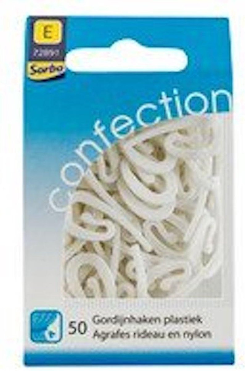 Sorbo Home Essentials gordijnhaken - 50 stuks nylon gordijnhaakjes - wit