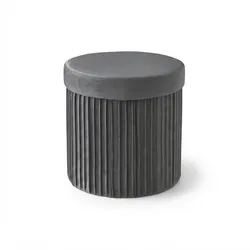Relaxdays Hocker Samt, Sitzhocker mit Stauraum, gepolstert, faltbar, HxD: 38 x 38 cm, runder Beistellhocker, dunkelgrau