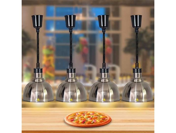 Aocay Wärmelampe Küche Gastro, Hängende Speisenwärmer Lampe Einziehbar 19 cm/25 cm Wärmelampen für Speisen, 250W Lebensmittel Wärmelampe Buffet für Küche und Hotels