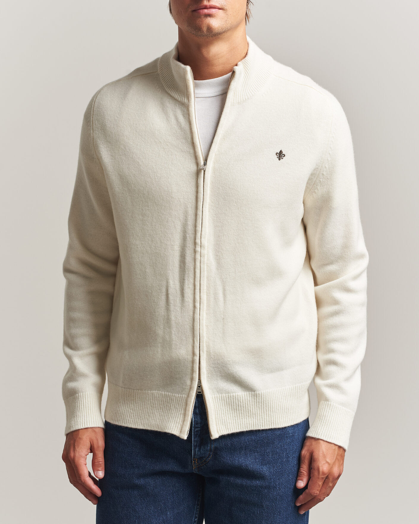 Morris Hertford Zip Cardigan Off White men L Hvid