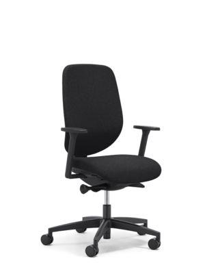 Giroflex Bürostuhl 353, mit Armlehnen, Auto-Synchronmechanik, Muldensitz, schwarz/schwarz