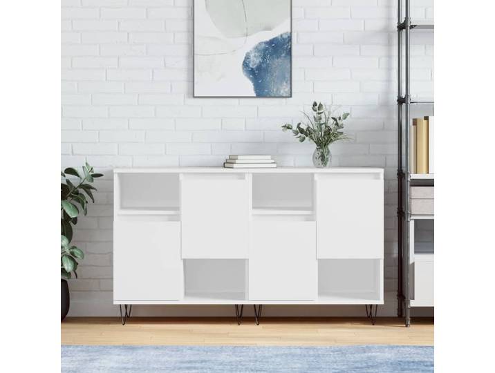vidaXL Sideboards 2 Stk. Weiß Holzwerkstoff
