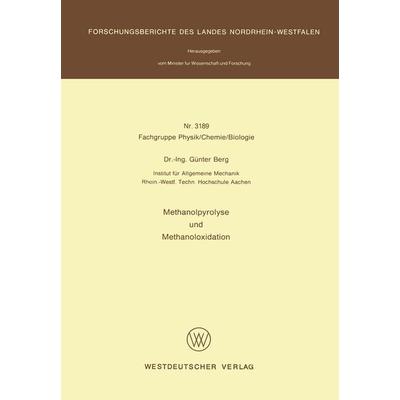 Methanolpyrolyse und Methanoloxidation, Taschenbuch von Günter Berg, VS Verlag für Sozialwissenschaften, 978-3-531-03189-7