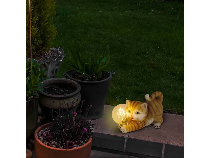 home24 LED-solarlamp Kat 11 x 15 x 25cm oranje