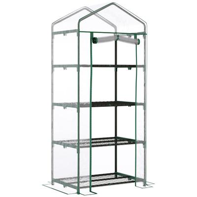 STILVORA Foliengewächshaus Stahl transparent 70x50x160 cm mit 4 Regalböden