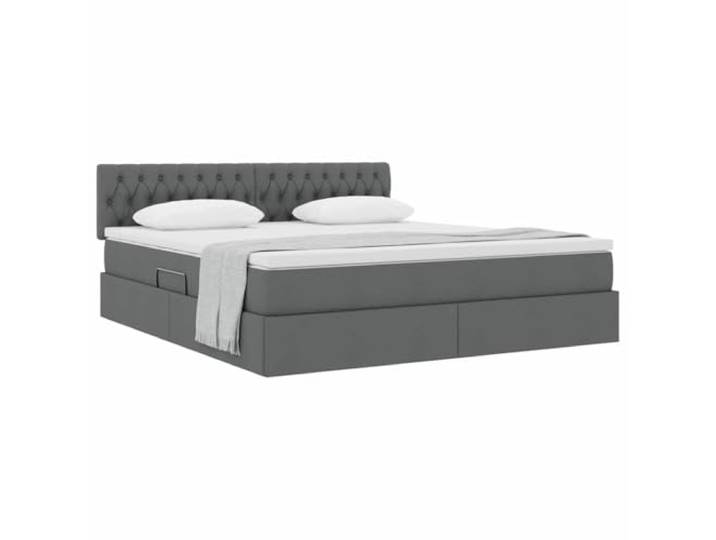 KTHLBRH Boxspringbett Dunkelgrau 160 x 200 cm mit Matratze Modernes rechteckiges Design, stabiler Rahmen, Hebemechanismus, platzsparend