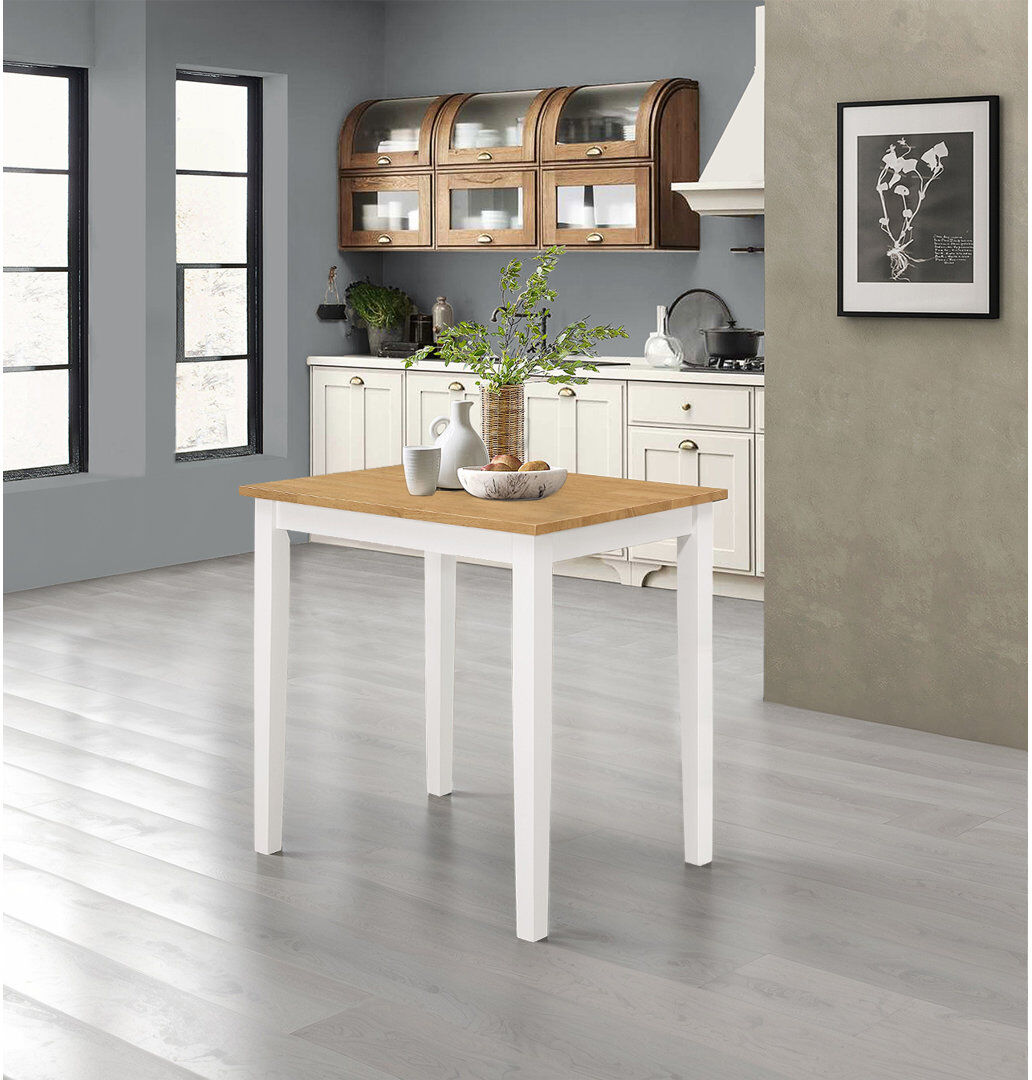 ClassicLiving Ahwahnee Rubberwood Rectangular Wood Top Dining Table with Wood Base White