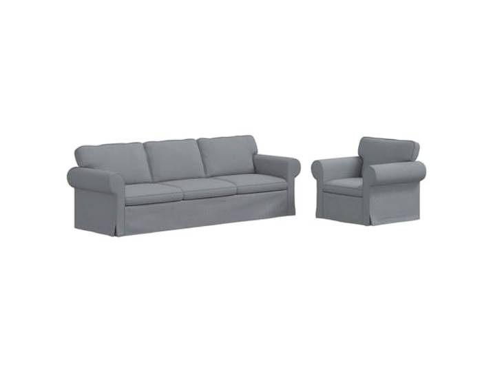 IBUQDDV Sofa Set 2 STK. Hellgrau Stoff Modular Ecksofa Metallrahmen Atmungsaktiver Stoff,Metallrahmen,Brötchen-Fuß-Form,Schaum-Faserfüllung,modulare Bauweise