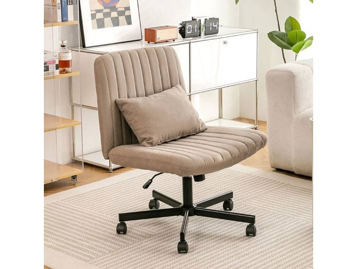 Chaise de Bureau -WELLTIN - Sans Accoudoirs - Tissu Réglable - Roulettes Silencieuses - Siège Pivotant Télétravail - Design Moderne