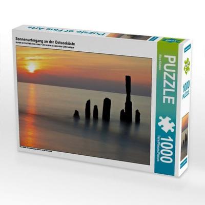 CALVENDO Puzzle Sonnenuntergang an der Ostseeküste | 1000 Teile Lege-Größe 64x48cm Foto-Puzzle für glückliche Stunden