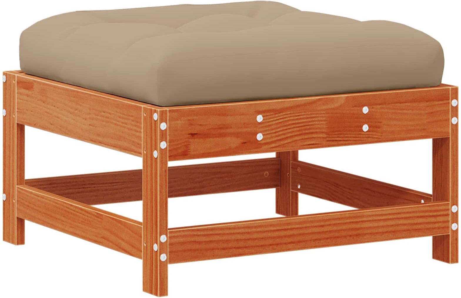 vidaXL Garden Footrest Bois de pin massif Brun cire