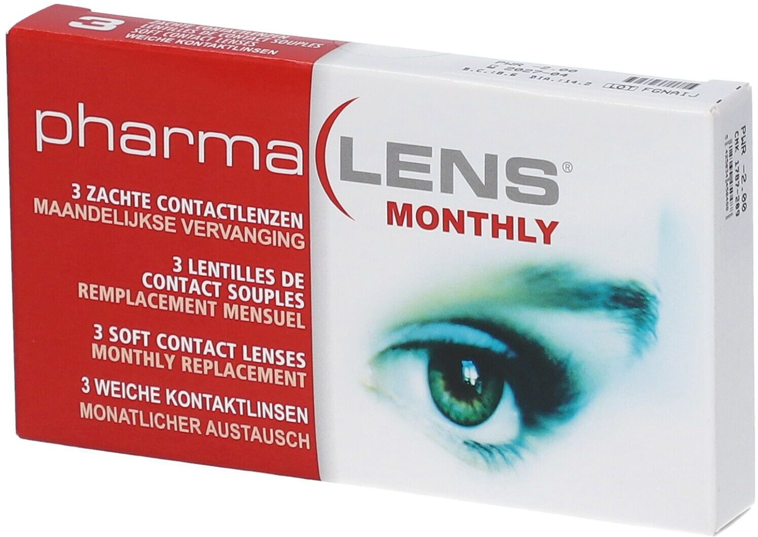 PharmaLens Maandlenzen (Dioptrie -2.00) 3 St Kontaktlinsen
