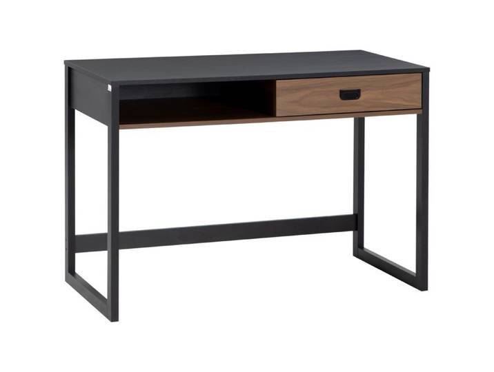 Bureau - Bureau avec rangement - 110 x 50 x 76 cm - Noir - Style industriel - Finition noyer - Charge maximale par tiroir 2 kg