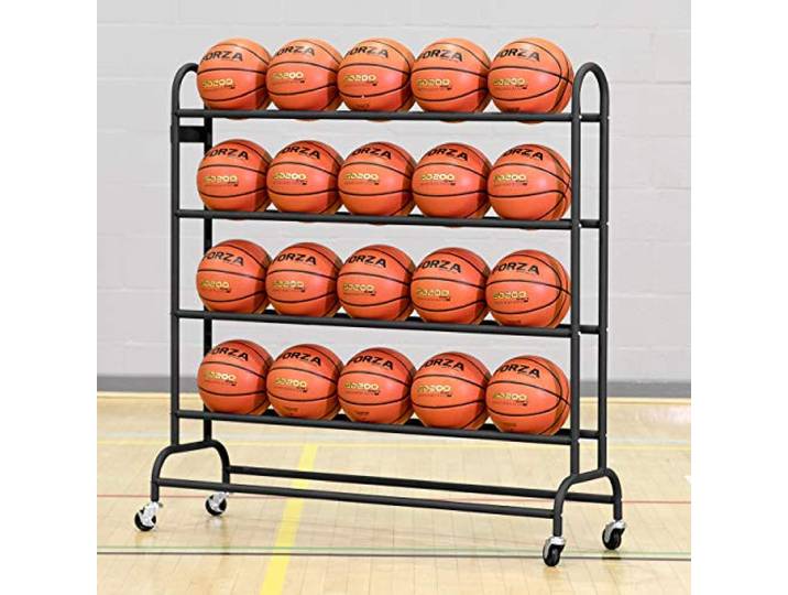 FORZA Basketball Ballregal aus Stahlrohr - der perfekte Ballwagen für Sporthallen, Schulen und Sportsclubs - EIN Sportsgeräte-Regal - 20 oder 40 Bälle Kapazität (20 Bälle Kapizität)