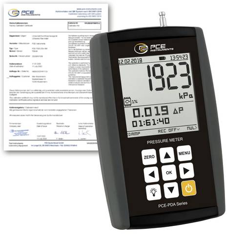 PCE Instruments PCE-PDA 1000L-ICA Druck-Messgerät kalibriert (ISO) Gase, Luftdruck 0 - 50°C mit Datenloggerfunktion, mit