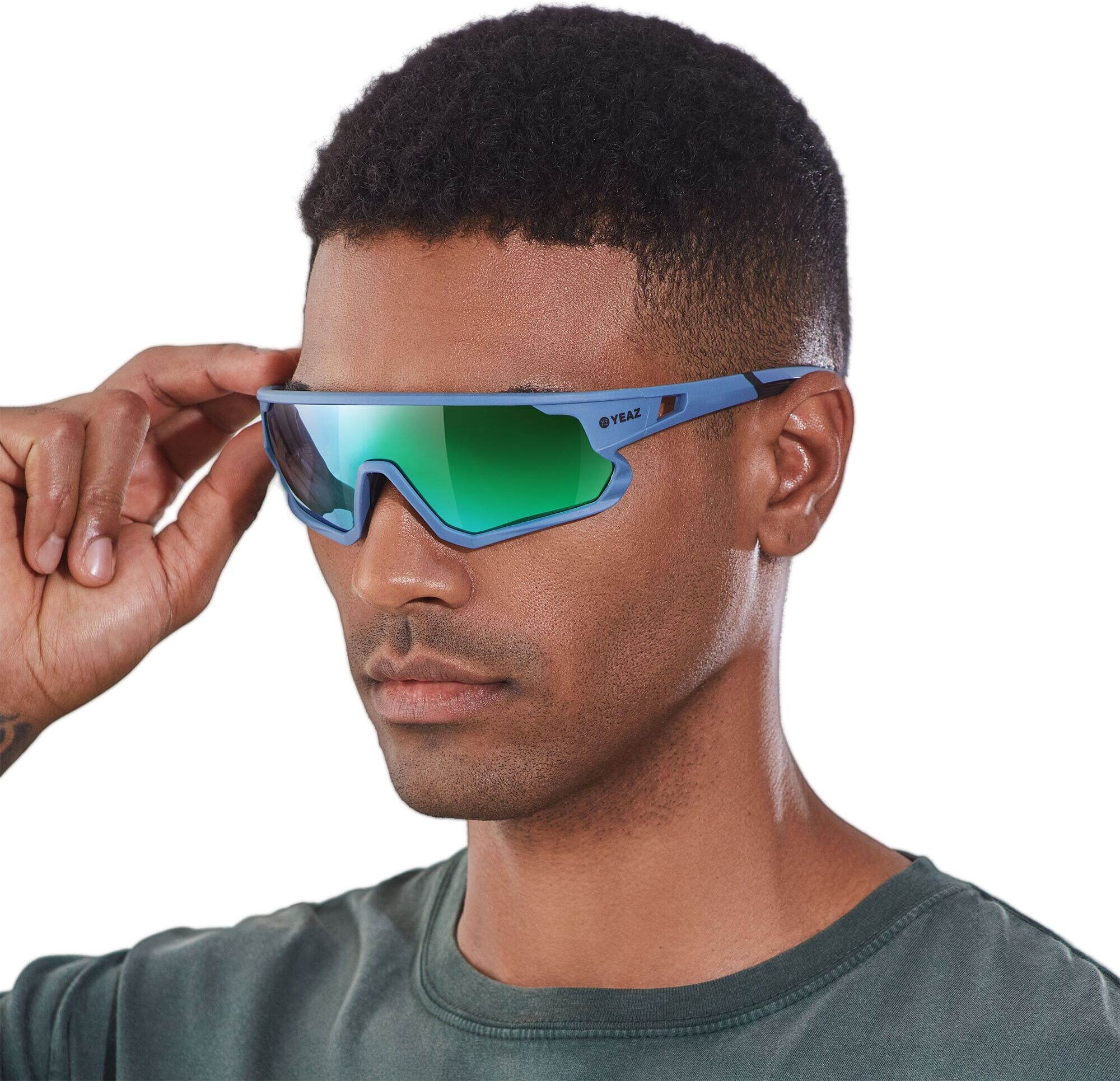 Sportbrille YEAZ "Sport-Sonnenbrille Cyan Blue/Green SUNRISE", Kinder, grün, Sonnenbrillen Sportbrille