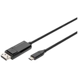 Digitus DisplayPort / USB-C® Anschlusskabel DisplayPort Stecker, USB-C® Stecker 2.00 m Schwarz AK-300334-020-S dreifach geschirmt, Flexibel, Halogenfrei, Rund,
