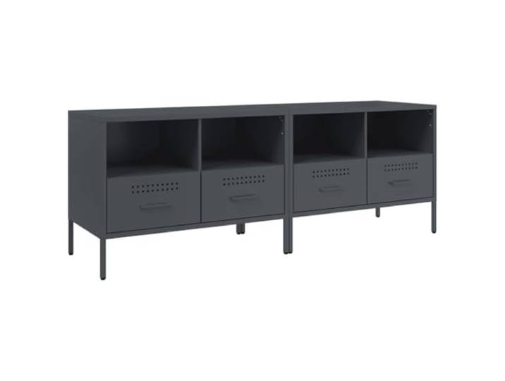 LMTYOENFG TV-Schrank 2er Set Anthrazit Metall Lowboard 68x39x50,5 cm Industrie Lowboard Set aus kaltgewalztem Stahl für Wohnzimmer und Schlafzimmer mit reichlich Stauraum und Verstellfüßen.