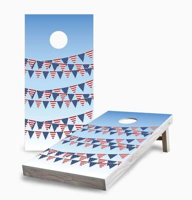 Skip's Garage American Flag Banner Regulation 2x4 Cornhole Game Set