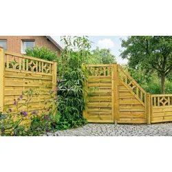 Zaunfeld Köln 90 x 180 cm – Holzsichtschutz aus Kiefer/Fichte – Zaun mit Rankgitter – idealer Sichtschutzzaun für Garten