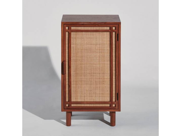 Kleine Kommode aus Rattan und Akazienholz
