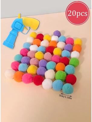 Inspired Living PouncePop Interactive Cat Toy And Cat Ball Launcher With Soft Plush Balls 20pcs