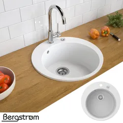 Granit Spüle Küchenspüle Einbauspüle Spülbecken+Drehexcenter+Siphon Weiß