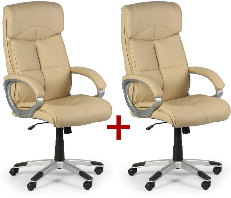 B2B Partner Leder-Bürosessel FOSTER 1+1 GRATIS, beige