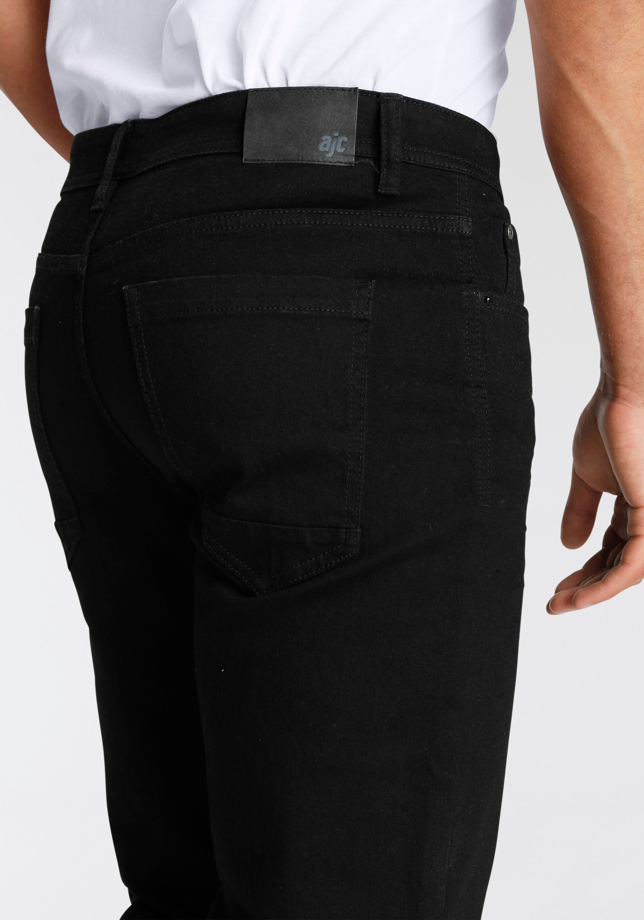 Straight-Jeans AJC, Herren, Gr. 32, Länge 32, schwarz, Denim/Jeans, Obermaterial: 98% Baumwolle, 2% Elasthan, unifarben, normal lang, Jeans Straight-Jeans, gerade geschnitten, Used-Look-Waschung, niedrige Leibhöhe schwarz 32, Länge 32