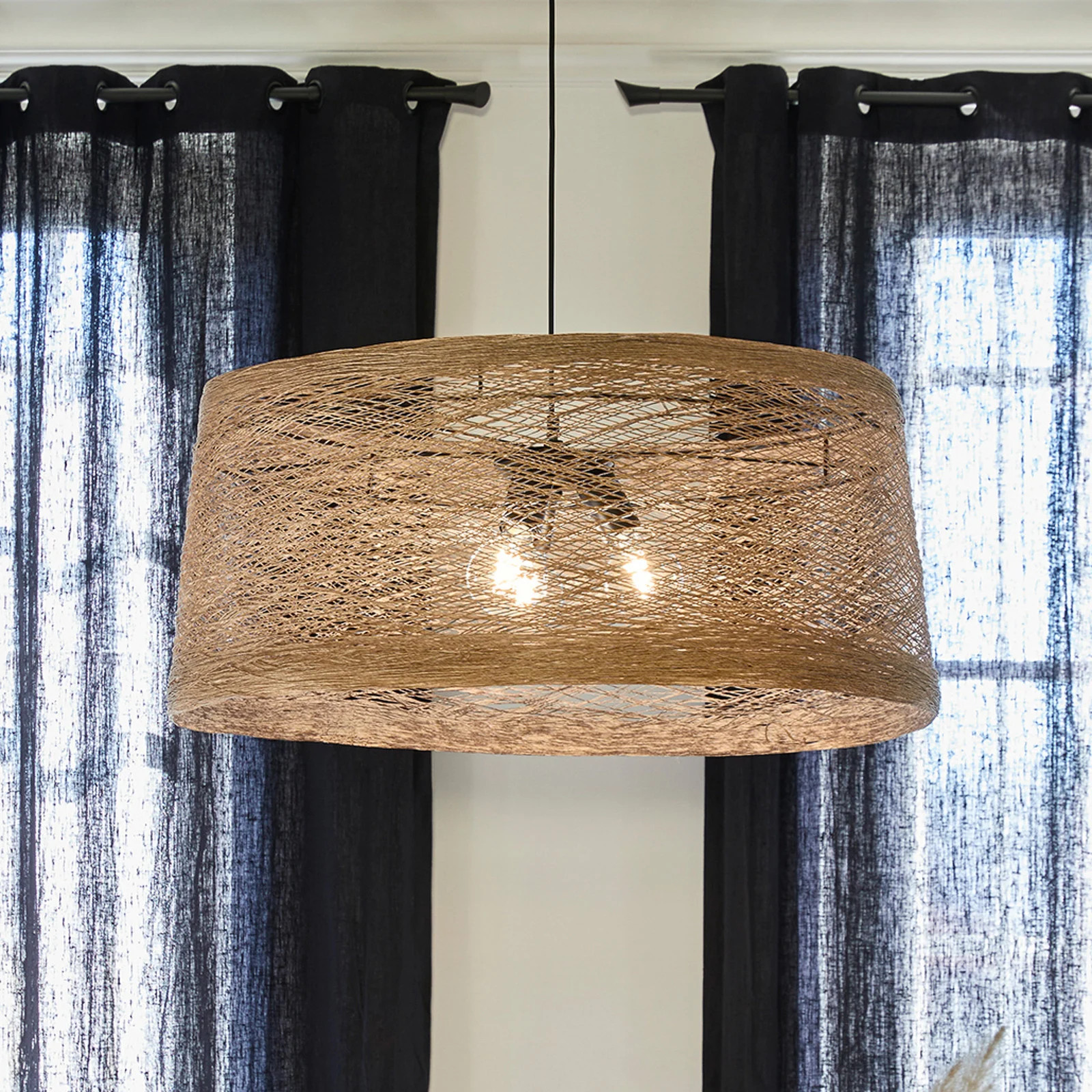 COREP Nude Hanglamp Lampion in Natuurlijk Touw Gevlochten