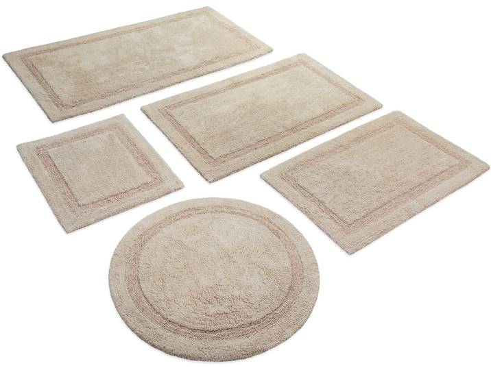 Badematte WECON HOME BASICS Knut , beige, H:20mm, Baumwolle, Badematten, Badematte, waschbar, rutschfest, strapazierfähig, pflegeleicht, Bordüre, weich