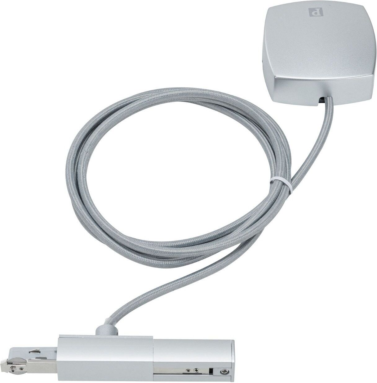 PAULMANN Schienensystem-Einspeiser "URail Einspeisung Kabel 2m max. 1.000W", grau (chromfarben), B:8cm H:3cm L:0,2cm T:8cm, Stromschienensysteme, Schienensystem-Einspeiser