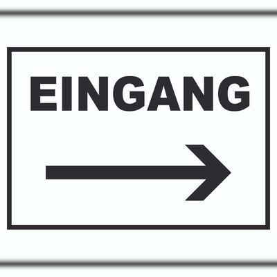 HB-Druck Eingang Pfeil rechts Schild A6 (105x148mm)
