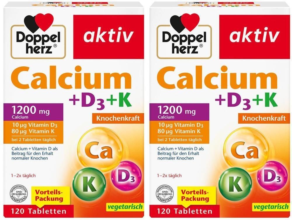Doppelherz® aktiv Doppelherz Calcium+D3+K Tabletten 2x 2x120 St