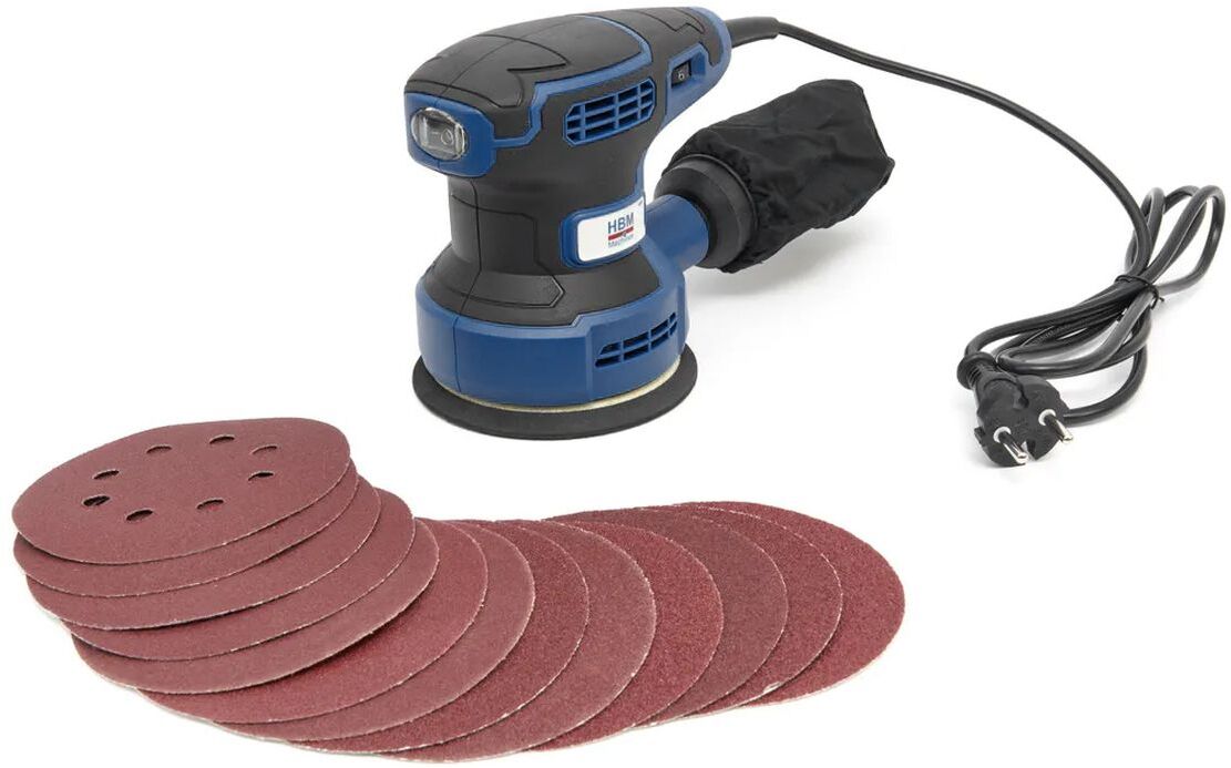 HBM Levigatrice eccentrica variabile da 320 watt con 12 fogli abrasivi
