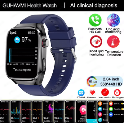 Inspire Curations AI Laser Health Smartwatch With ECG PPG Uric Acid & Blood Pressure Monitor blue