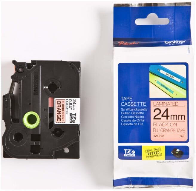 BROTHER Cassette de ruban TZe-B51 orange signal noir (TZEB51)