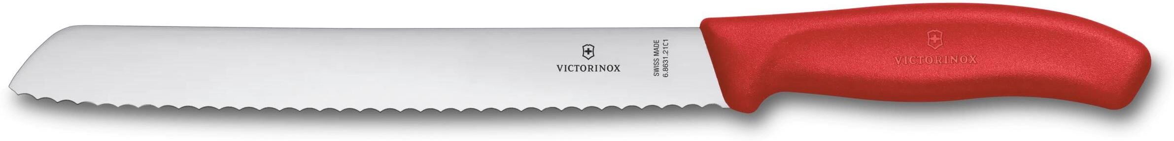 Brotmesser VICTORINOX "Swiss Classic, 21 cm, Blister", rot, Klingenlänge 21cm, Stahl, Kochmesser, Brotmesser rot Klingenlänge 21cm