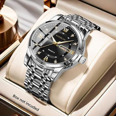 Herrenuhr, elegante Herren-Luxusuhr, Strassverzierungen, Datums- und Kalenderfunktion, Nachtlichtanzeige, modische Herren-Freizeituhr, beste Herrenuhr