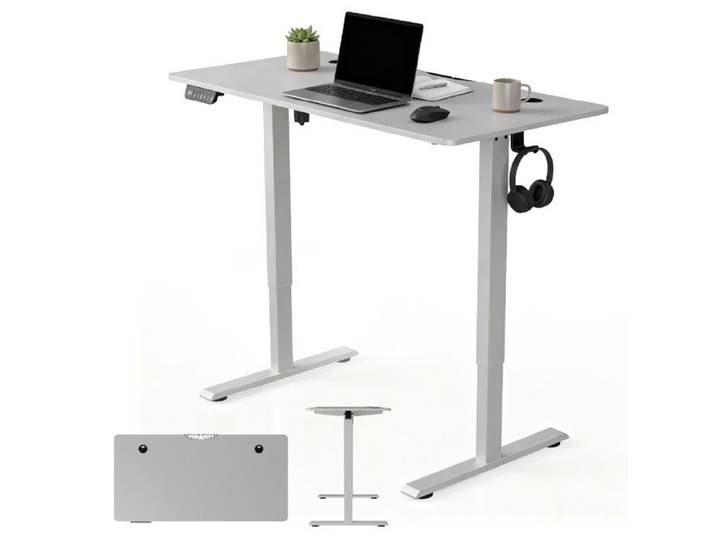 Bureau Assis Debout Électrique Juskys 120x60 cm Réglable Hauteur Mémoire Blanc