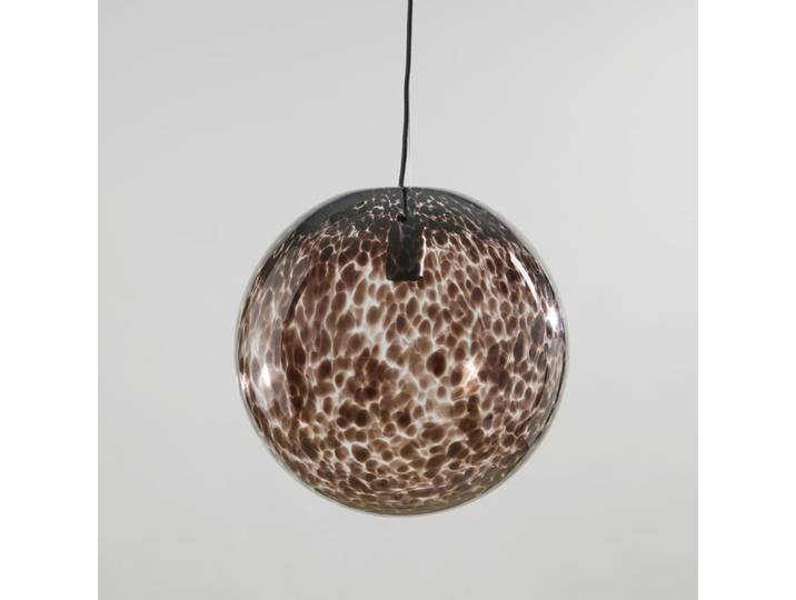 Suspension boule en verre marron et noir, Ø40 cm