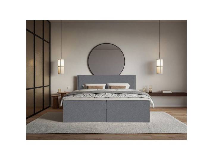 Lit boxspring 160x200 avec surmatelas – SOFTIE – en tissu chenille – gris graphite