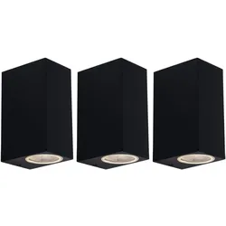 LED Außenwandleuchten Up and Down Leuchten Aussen schwarz Fassadenleuchte Aluminium Haustürlampe LED,, 2x 3W 2x 240lm 3000K, BxH 6,8x15 cm, 3er Set
