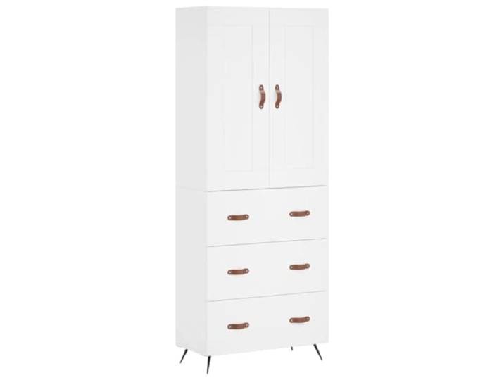HKTMGDNG Highboard Weiß 69,5x34x180 cm Kommode Schrank 2-teilig Stilvoller Mehrzweckschrank mit Türen und Metallfüßen für Esszimmer, Diele und Büro sorgt für griffbereite Ordnung.