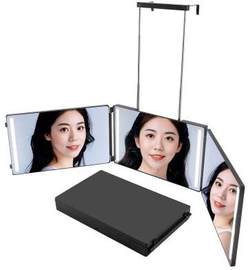 Fusion Finds LED Trifold Haircut Mirror With Adjustable Hook Portable 3 Way Mirror For Self Haircuts & Grooming LED Trifold Haircut Mirror With Adjustable Hook Portable 3 Way Mirror For Self Haircuts & Grooming